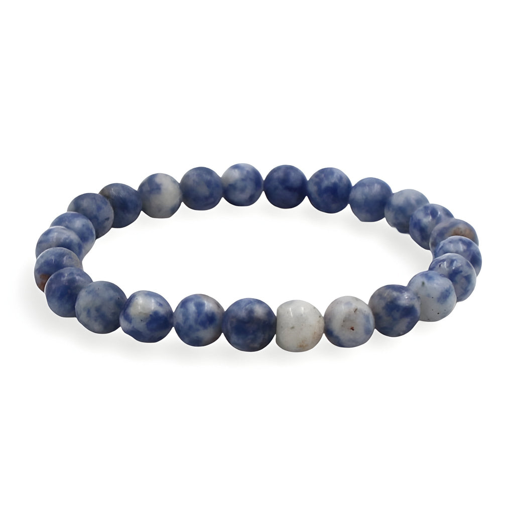 Bracelet mixte en pierres naturelles bleues lapis lazuli, perles rondes polies, modèle Bertille.