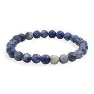 Bracelet mixte en pierres naturelles bleues lapis lazuli, perles rondes polies, modèle Bertille.