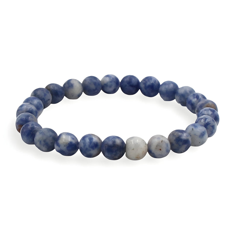 Bracelet mixte en pierres naturelles bleues lapis lazuli, perles rondes polies, modèle Bertille.