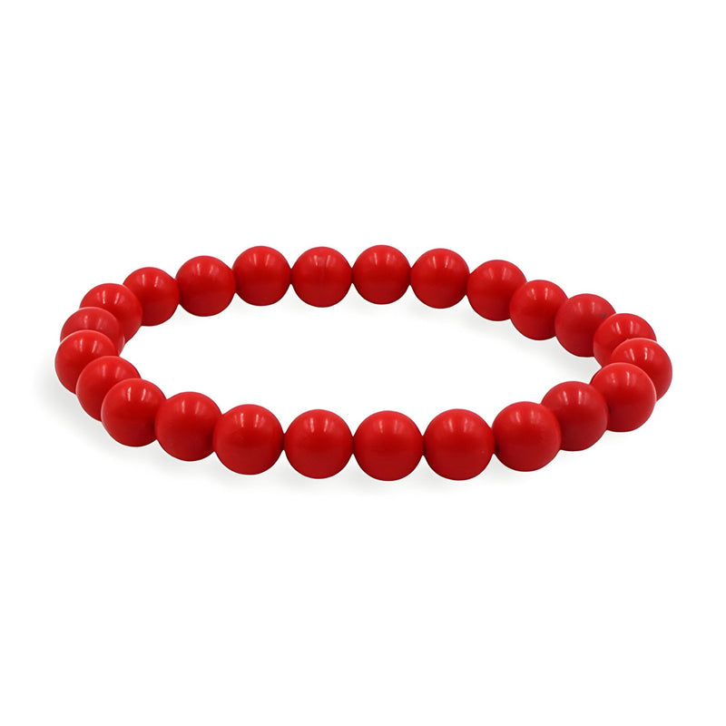 Bracelet Bertille en perles rondes rouges en turquoise rouge, style mixte élégant.