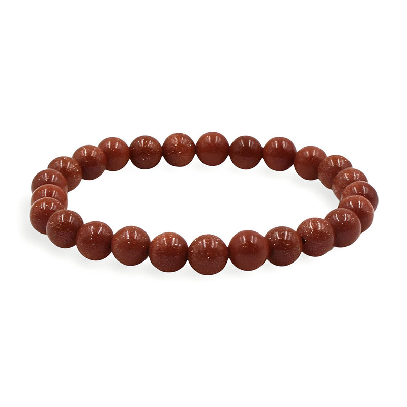 Bracelet mixte en perles lisses rondes couleur rouge cinabre, style naturel et élégant.