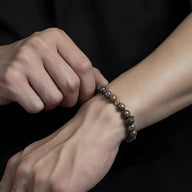 Bracelet homme en pierres naturelles rondes coloris jaspe rouge brun, perles lisses, modèle Suvad.