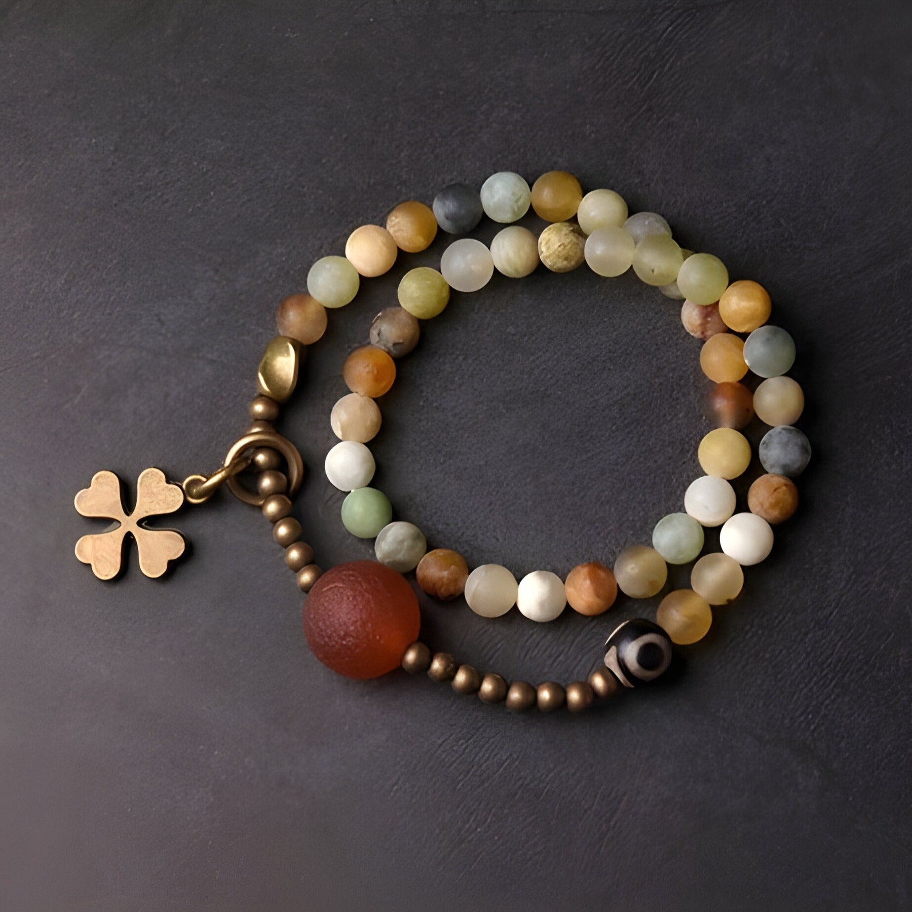 Bracelet en pierre naturelles d'agate jaune, pour femme, modèle Agata - La Boutique du Bracelet