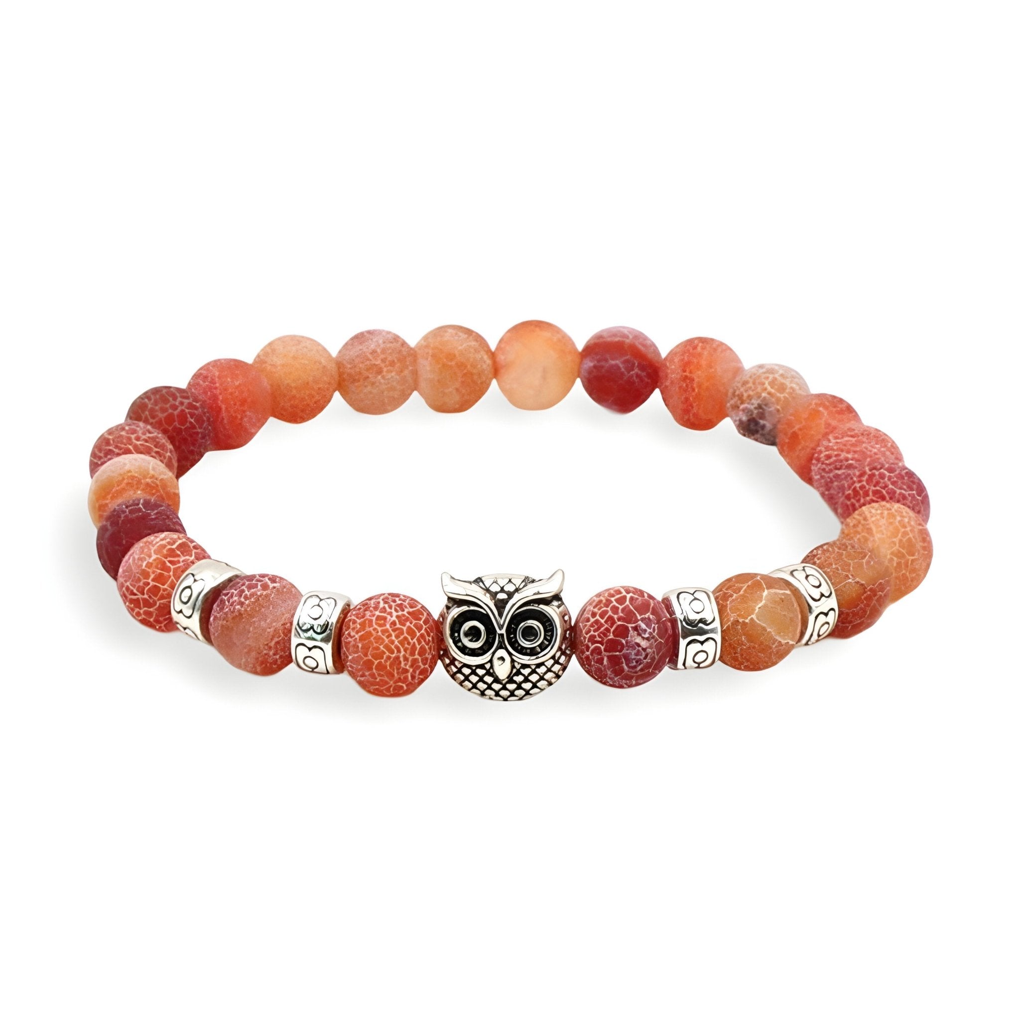 Bracelet en pierre naturelles, orné d'un hibou protecteur, mixte, modèle Archimède - La Boutique du Bracelet