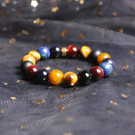 Bracelet mixte en pierres naturelles multicolores, perles rondes inspirées du système solaire, 18 cm.