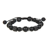 Bracelet en pierre volcaniques perles noires, ajustable, pour homme, modèle Tory - La Boutique du Bracelet