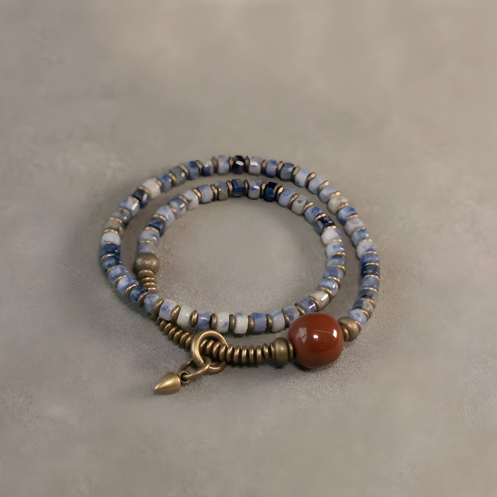 Bracelet en pierres de jaspe et d'agate, énergie apaisante, pour femme, modèle Mariza - La Boutique du Bracelet