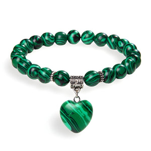 Bracelet en pierres naturelles, charm coeur, mixte, modèle Peyton - La Boutique du Bracelet