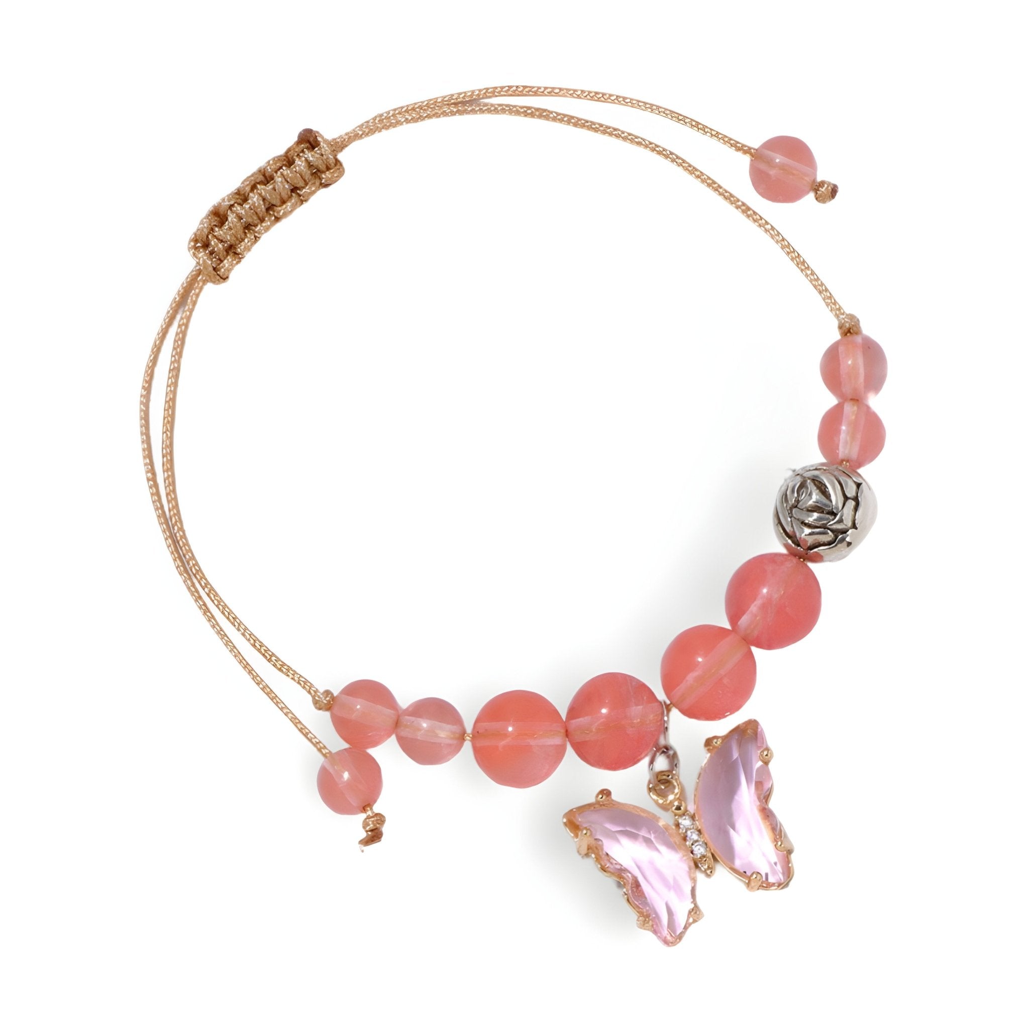 Bracelet en pierres naturelles, charm papillon, pour femme, modèle Skyler - La Boutique du Bracelet