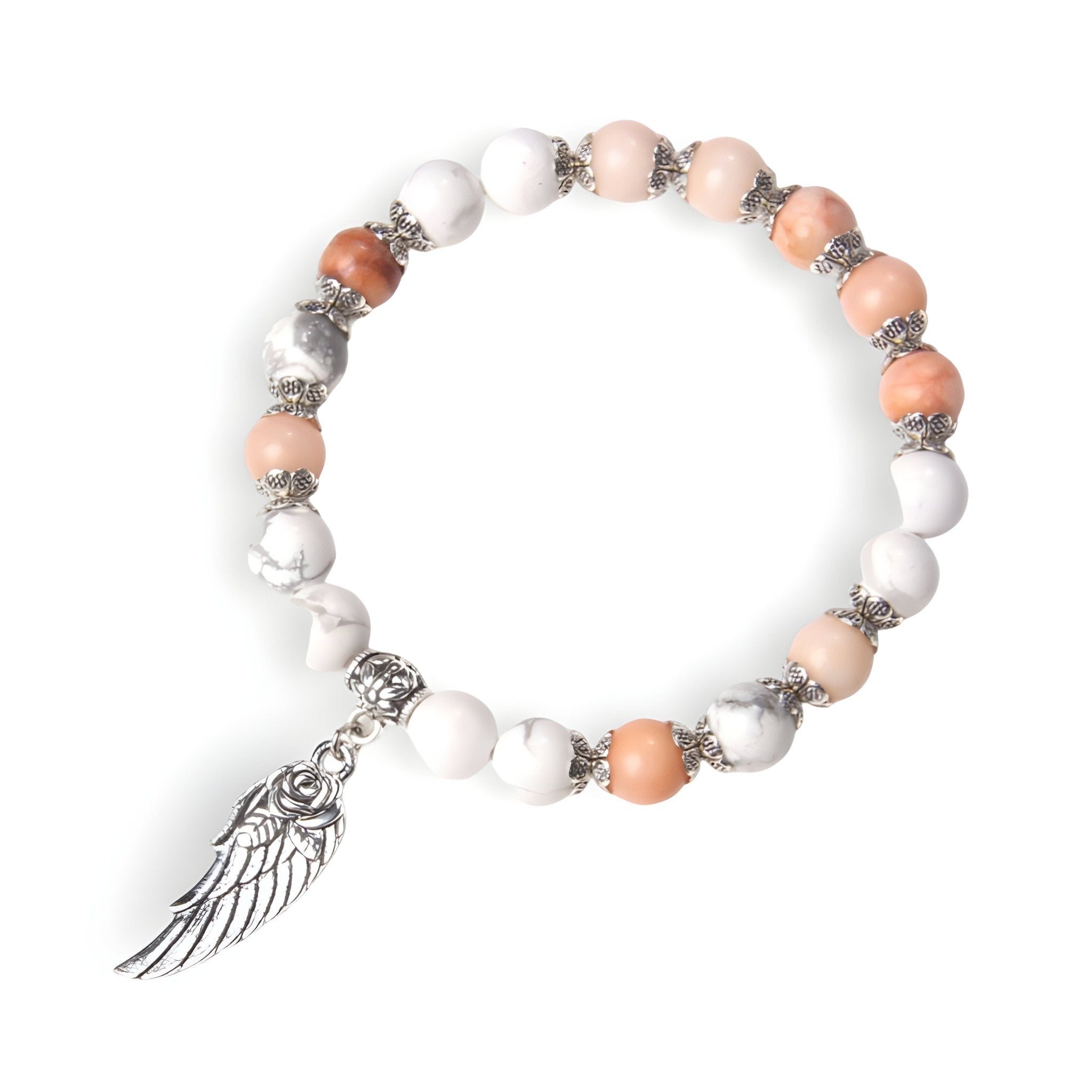 Bracelet en pierres naturelles, charm plume, mixte, modèle Dakota - La Boutique du Bracelet