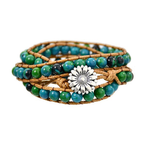 Bracelet en pierres naturelles et corde, pour femme, à enrouler au poignet, modèle Lyta - La Boutique du Bracelet
