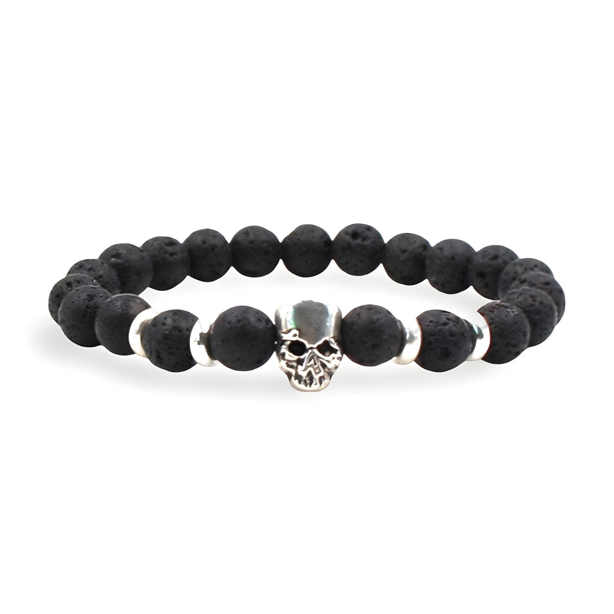 Bracelet en pierres naturelles, orné d'une tête de mort, pour homme, modèle Ardi - La Boutique du Bracelet