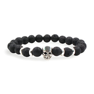 Bracelet en pierres naturelles, orné d'une tête de mort, pour homme, modèle Ardi - La Boutique du Bracelet