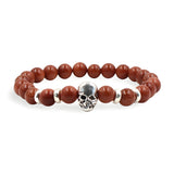 Bracelet en pierres naturelles, orné d'une tête de mort, pour homme, modèle Ardi - La Boutique du Bracelet
