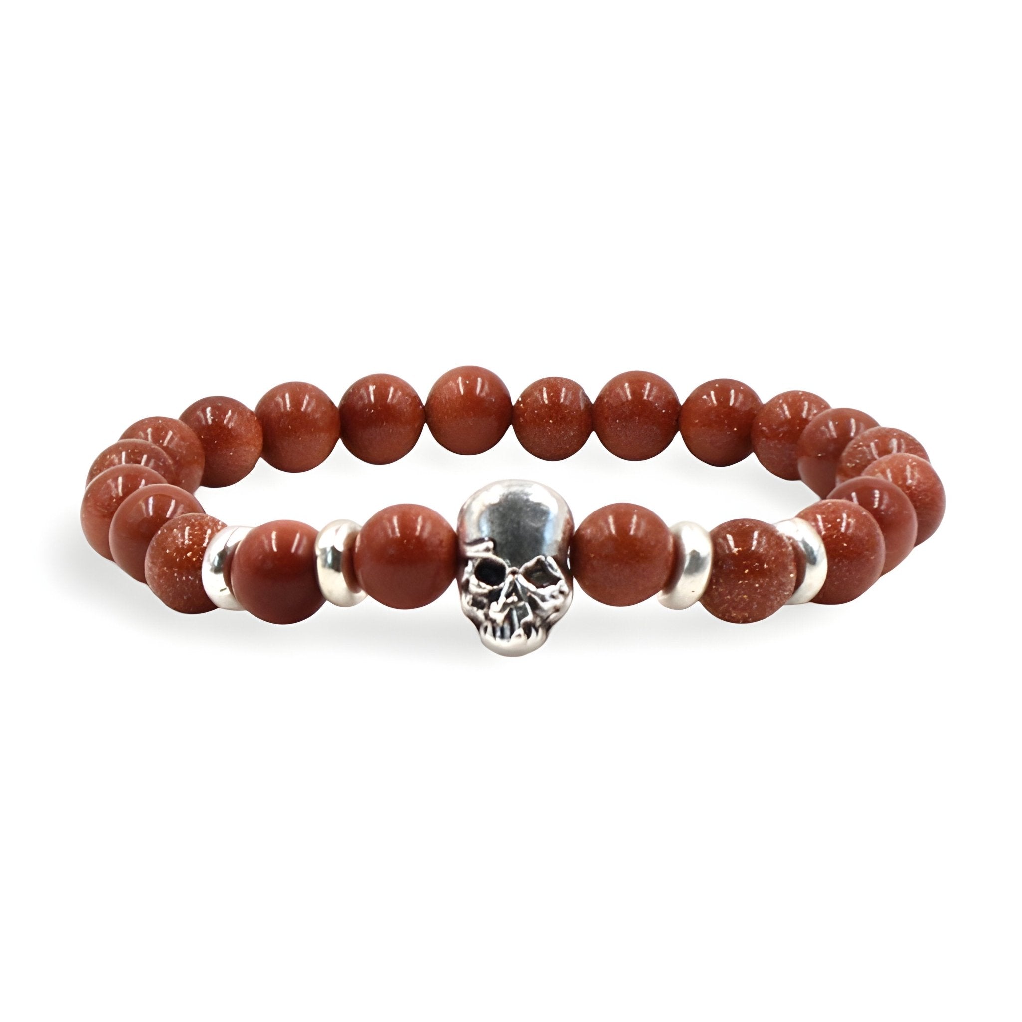 Bracelet en pierres naturelles, orné d'une tête de mort, pour homme, modèle Ardi - La Boutique du Bracelet