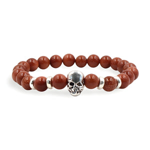 Bracelet en pierres naturelles, orné d'une tête de mort, pour homme, modèle Ardi - La Boutique du Bracelet