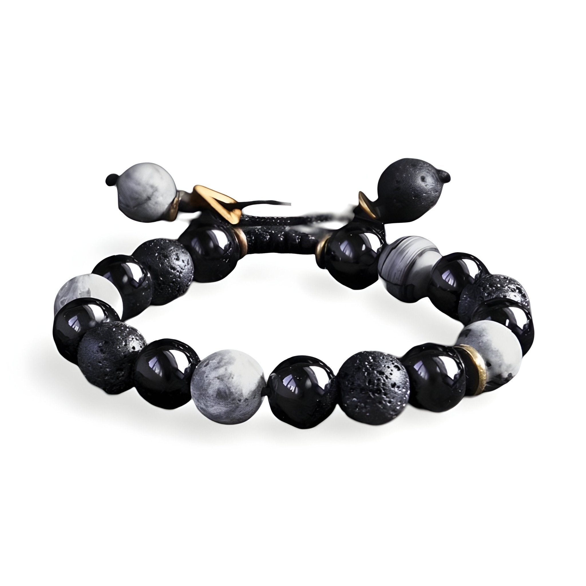 Bracelet en pierres naturelles, style volcanique, pour homme, modèle Télio - La Boutique du Bracelet