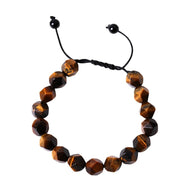 Bracelet ajustable en pierres naturelles taillées Oeil de tigre marron aux reflets dorés.