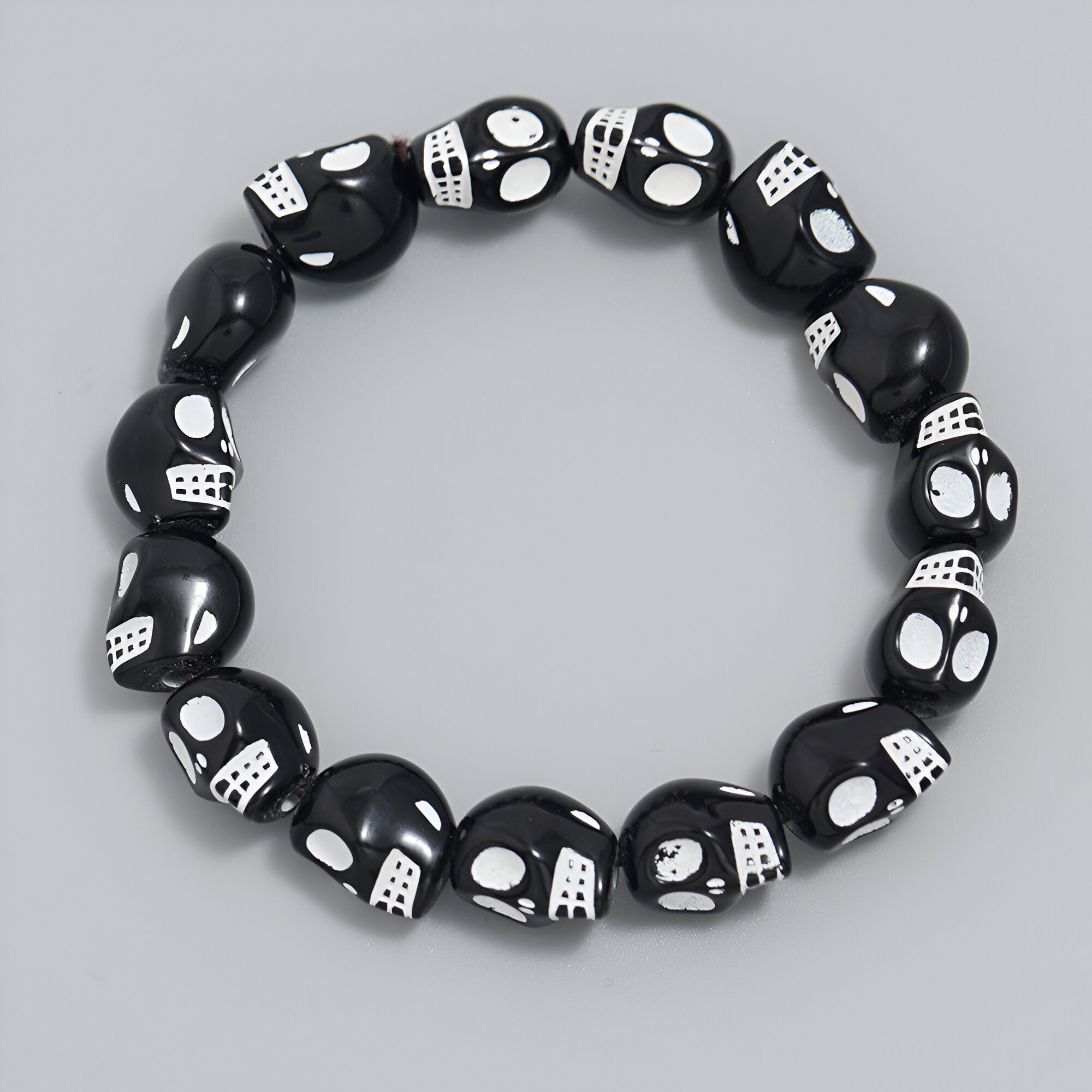 Bracelet en résine, crânes assemblés, pour homme, modèle Spooky - La Boutique du Bracelet