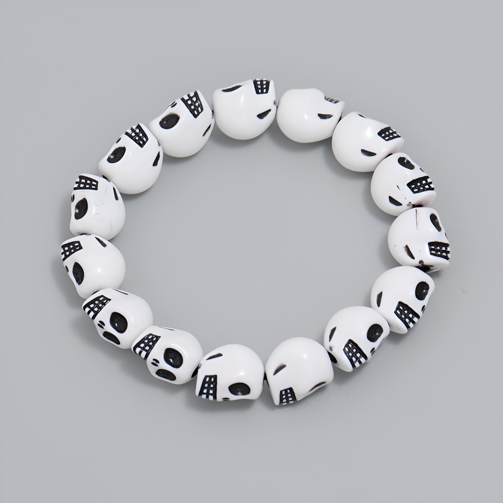 Bracelet en résine, crânes assemblés, pour homme, modèle Spooky - La Boutique du Bracelet