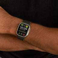 Bracelet silicone noir et orange sportif, ajustable, pour Apple Watch 38-42 mm, résistant à l'eau.