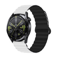 Bracelet silicone bicolore blanc et noir avec fermoir magnétique pour Huawei Watch Visco.