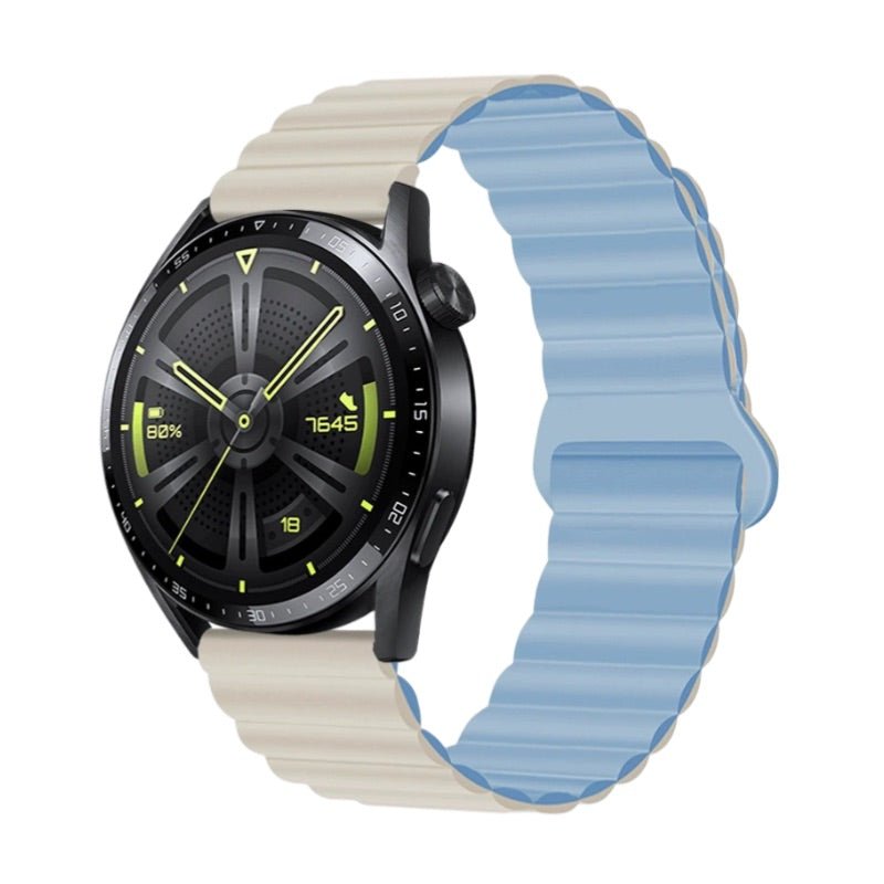 Bracelet en silicone beige à l’extérieur et bleu clair à l’intérieur avec fermoir magnétique pour Huawei Watch Visco.