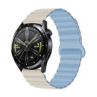 Bracelet en silicone beige à l’extérieur et bleu clair à l’intérieur avec fermoir magnétique pour Huawei Watch Visco.