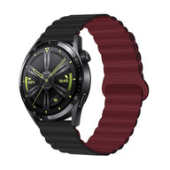 Bracelet silicone bicolore noir et bordeaux à fermoir magnétique pour Huawei Watch Visco.