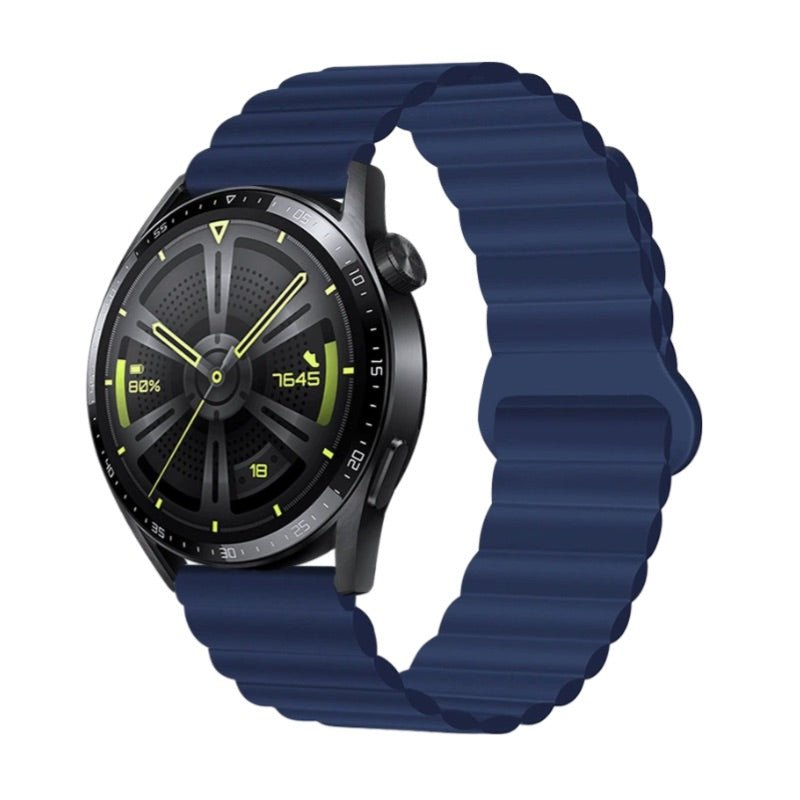 Bracelet en silicone bleu marine avec fermoir magnétique pour montre Huawei Watch Visco.