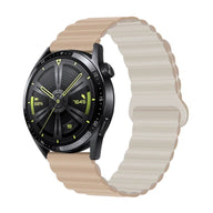 Bracelet en silicone beige à fermoir magnétique ondulé pour Huawei Watch modèle Visco, 40 à 44 mm.