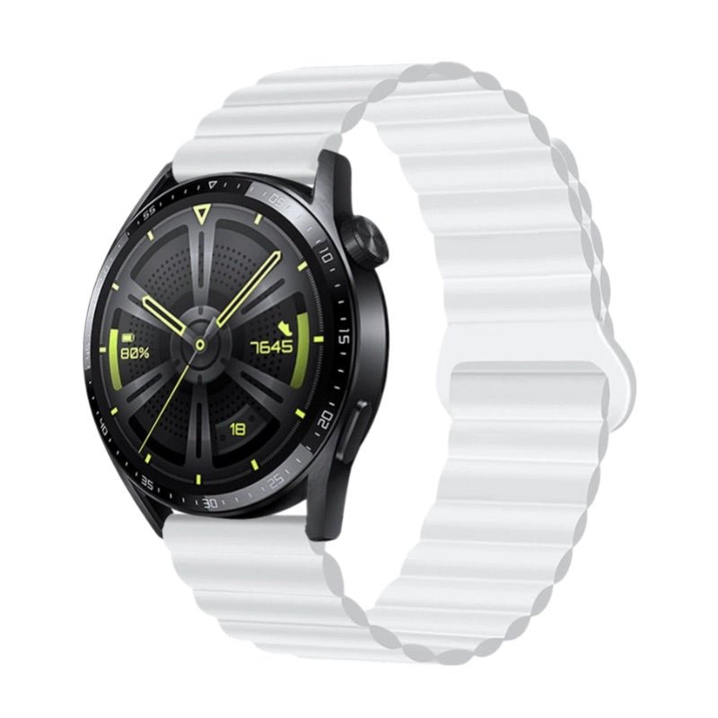 Bracelet en silicone blanc à maillons ondulés avec fermoir magnétique pour Huawei Watch Visco.
