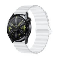 Bracelet en silicone blanc à maillons ondulés avec fermoir magnétique pour Huawei Watch Visco.