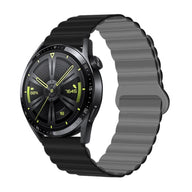 Bracelet en silicone noir à fermoir magnétique pour montre Huawei Watch Visco, moderne et texturé.
