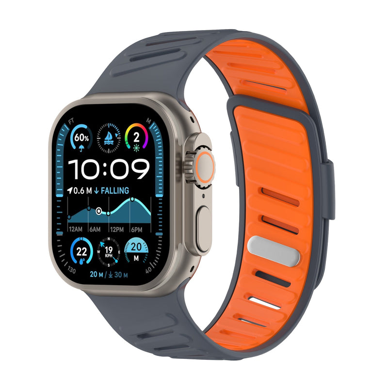 Bracelet en silicone géométrique, fermoir simple, pour Apple Watch, ajustable, modèle Torka - La Boutique du Bracelet