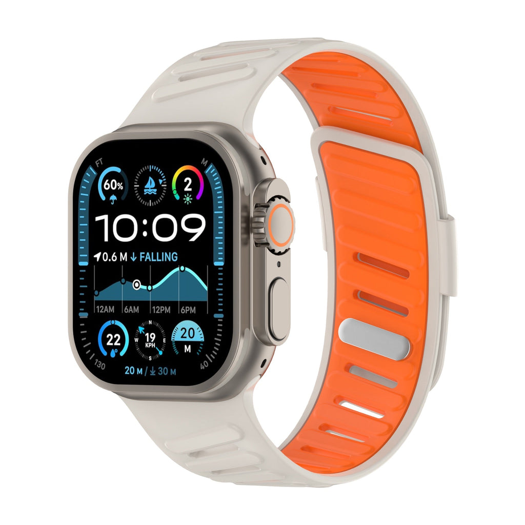 Bracelet en silicone géométrique, fermoir simple, pour Apple Watch, ajustable, modèle Torka - La Boutique du Bracelet