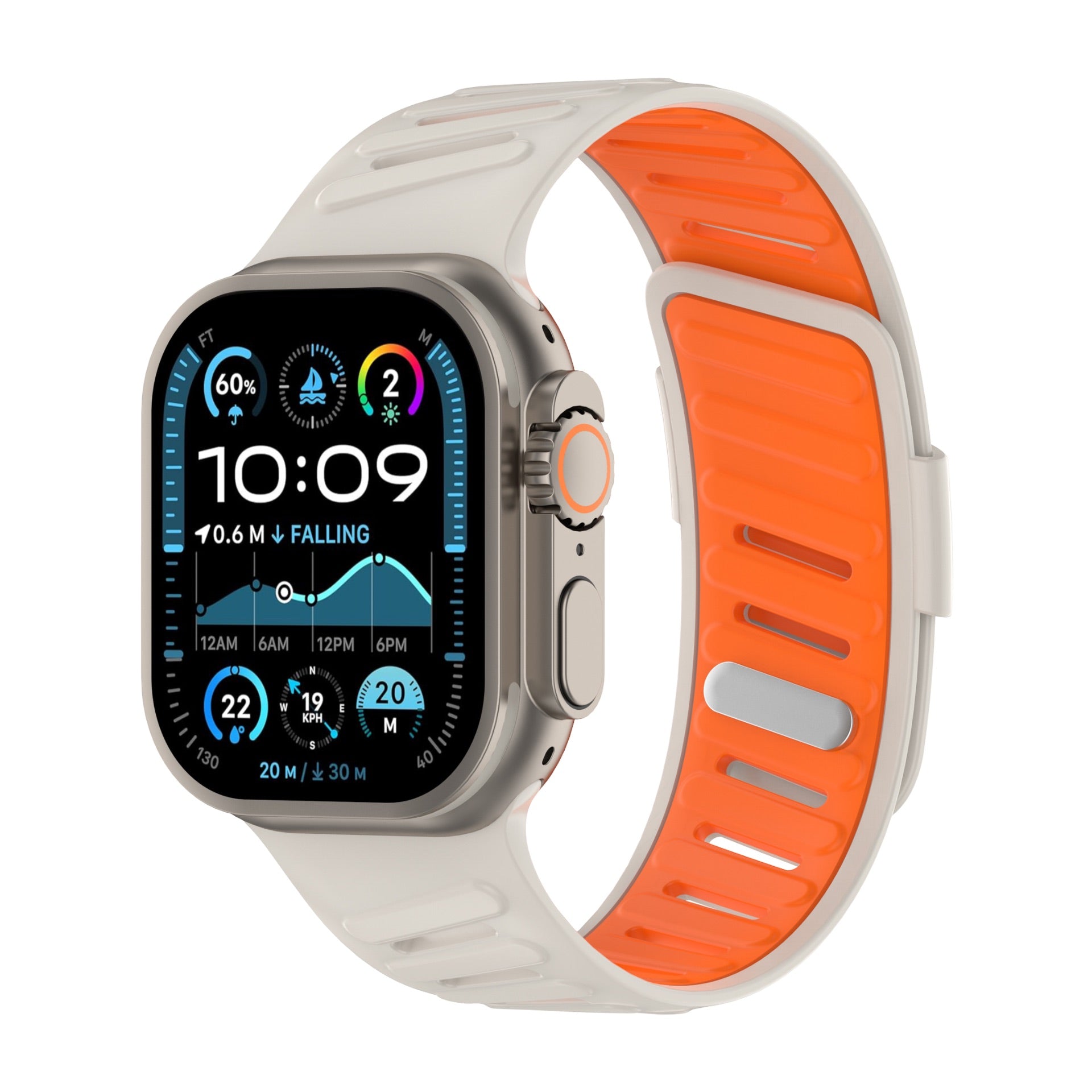 Bracelet en silicone géométrique, fermoir simple, pour Apple Watch, ajustable, modèle Torka - La Boutique du Bracelet