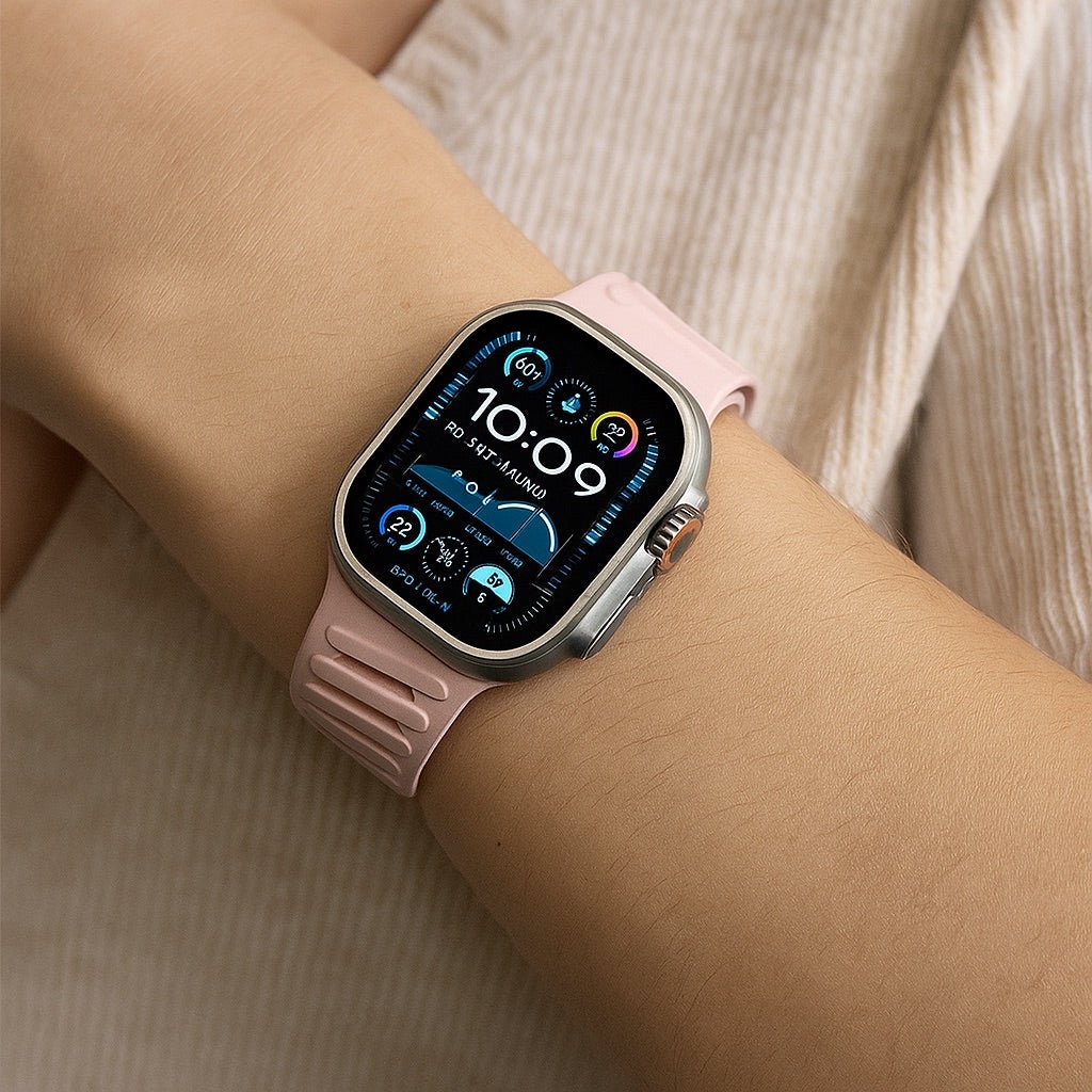 Bracelet en silicone géométrique, fermoir simple, pour Apple Watch, ajustable, modèle Torka - La Boutique du Bracelet