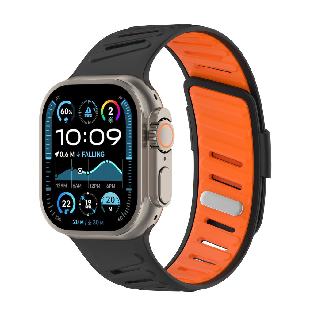 Bracelet en silicone géométrique, fermoir simple, pour Apple Watch, ajustable, modèle Torka - La Boutique du Bracelet