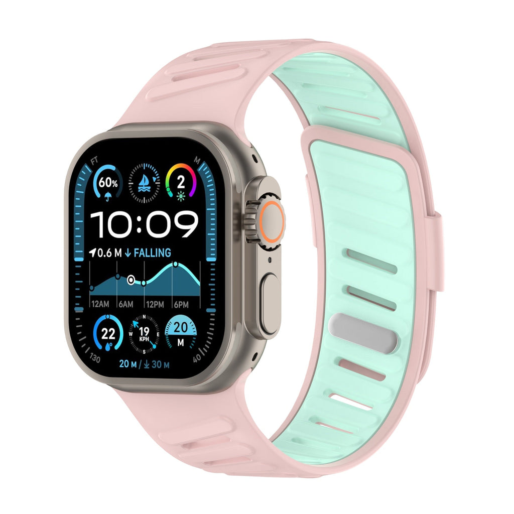 Bracelet en silicone géométrique, fermoir simple, pour Apple Watch, ajustable, modèle Torka - La Boutique du Bracelet