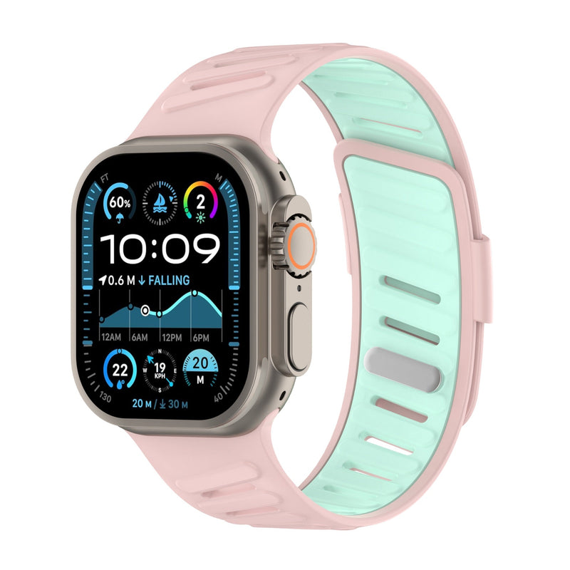 Bracelet en silicone géométrique, fermoir simple, pour Apple Watch, ajustable, modèle Torka - La Boutique du Bracelet