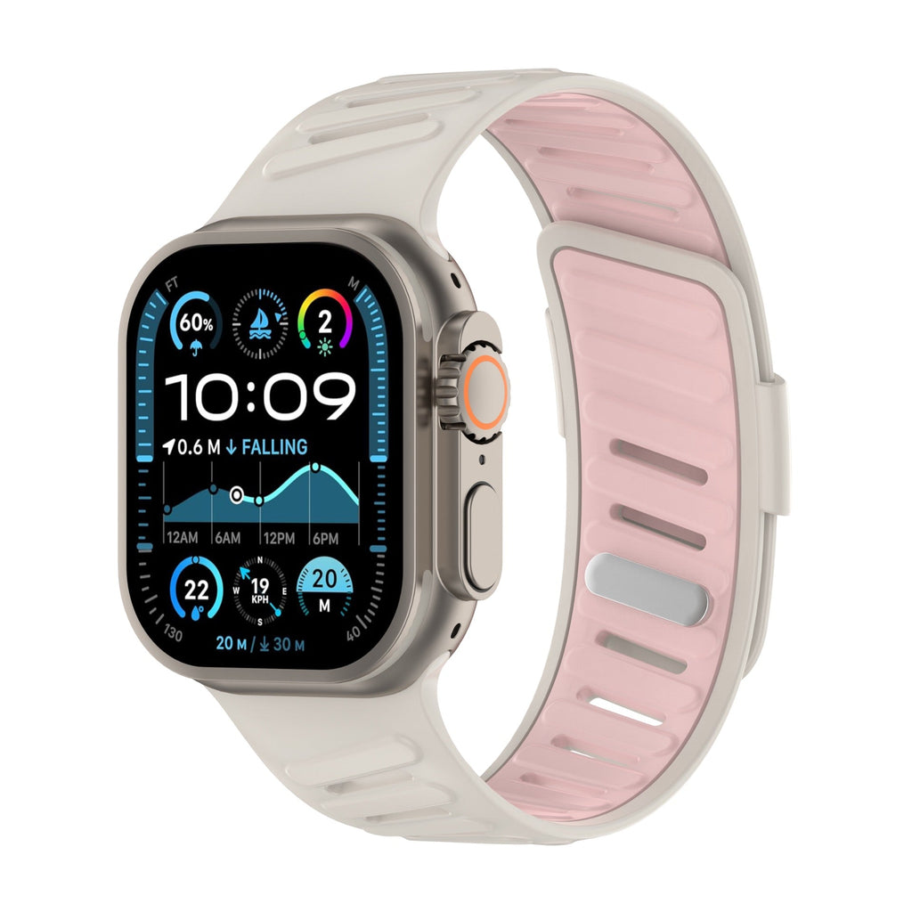 Bracelet en silicone géométrique, fermoir simple, pour Apple Watch, ajustable, modèle Torka - La Boutique du Bracelet