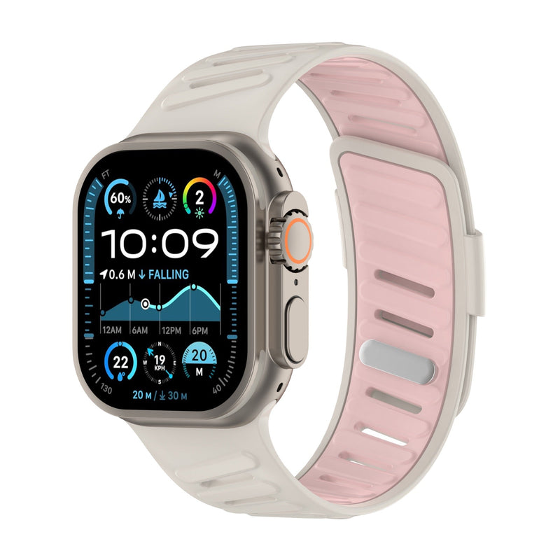 Bracelet en silicone géométrique, fermoir simple, pour Apple Watch, ajustable, modèle Torka - La Boutique du Bracelet