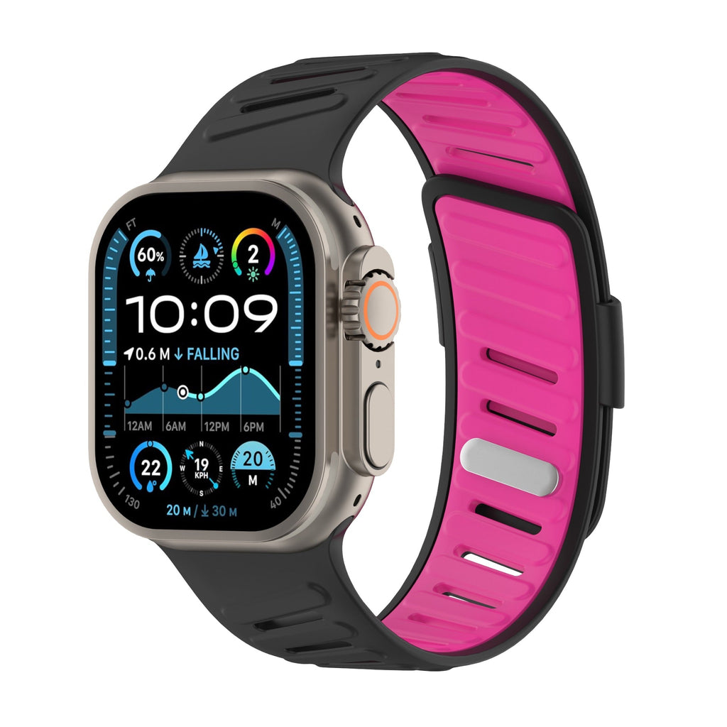 Bracelet en silicone géométrique, fermoir simple, pour Apple Watch, ajustable, modèle Torka - La Boutique du Bracelet