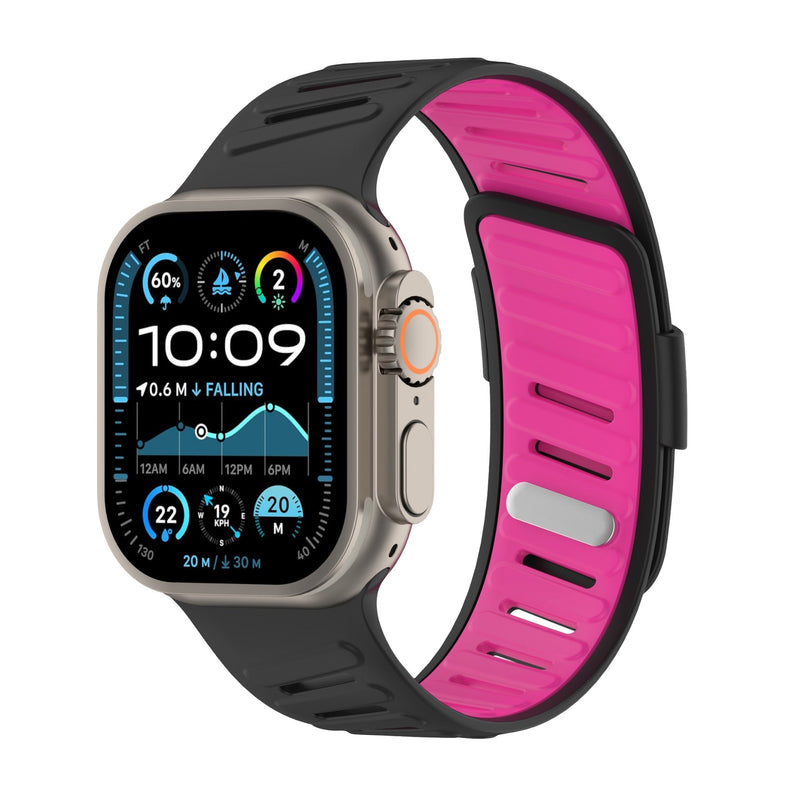 Bracelet en silicone géométrique, fermoir simple, pour Apple Watch, ajustable, modèle Torka - La Boutique du Bracelet