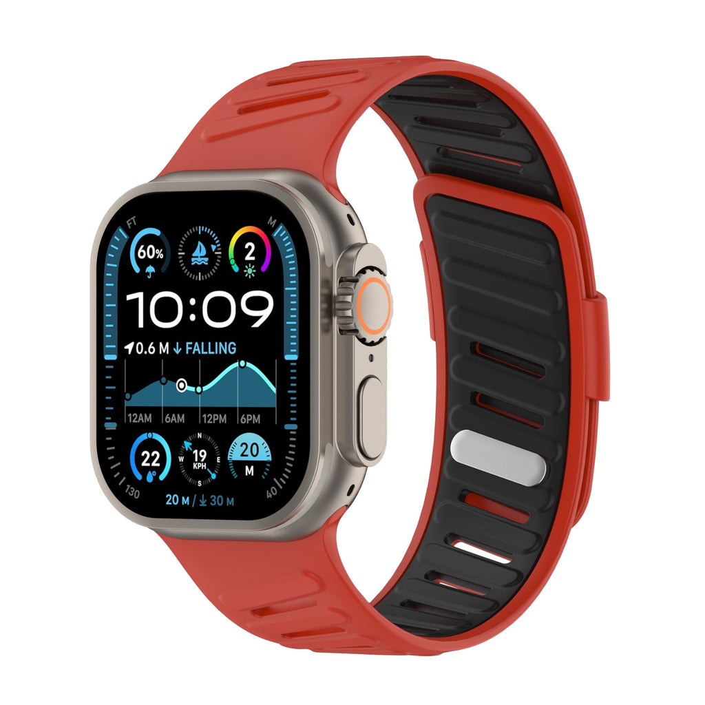 Bracelet en silicone géométrique, fermoir simple, pour Apple Watch, ajustable, modèle Torka - La Boutique du Bracelet
