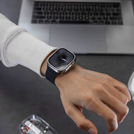 Bracelet magnétique silicone noir pour Apple Watch adapté aux modèles 38 à 42 mm.