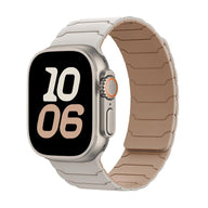 Bracelet en silicone beige cassé ajustable avec boucle magnétique pour Apple Watch, design pro.