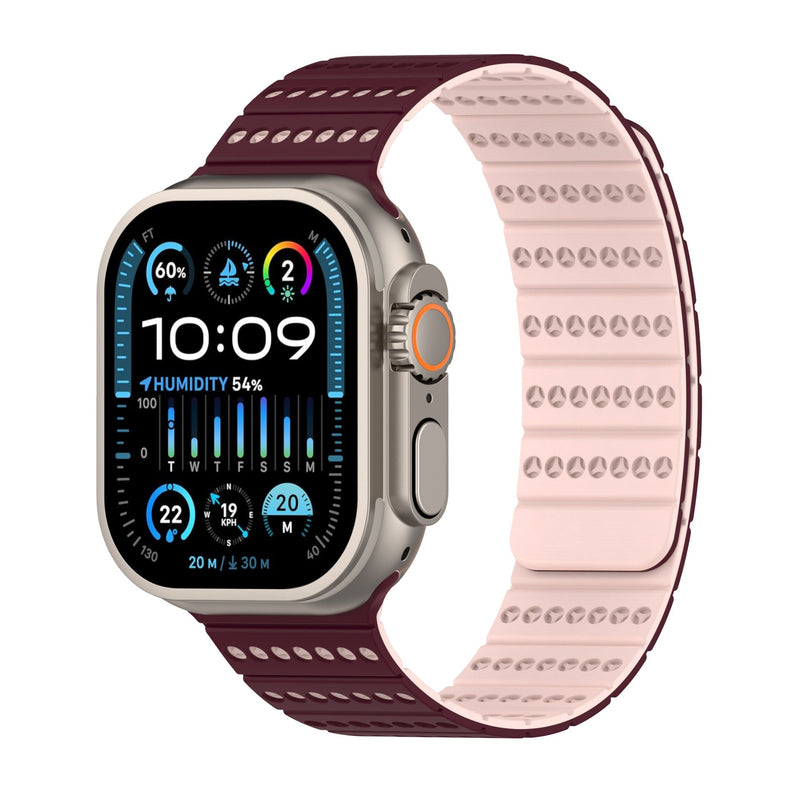 Bracelet en silicone respirant technique, fermoir magnétique, pour Apple Watch, ajustable, modèle Fatal - La Boutique du Bracelet