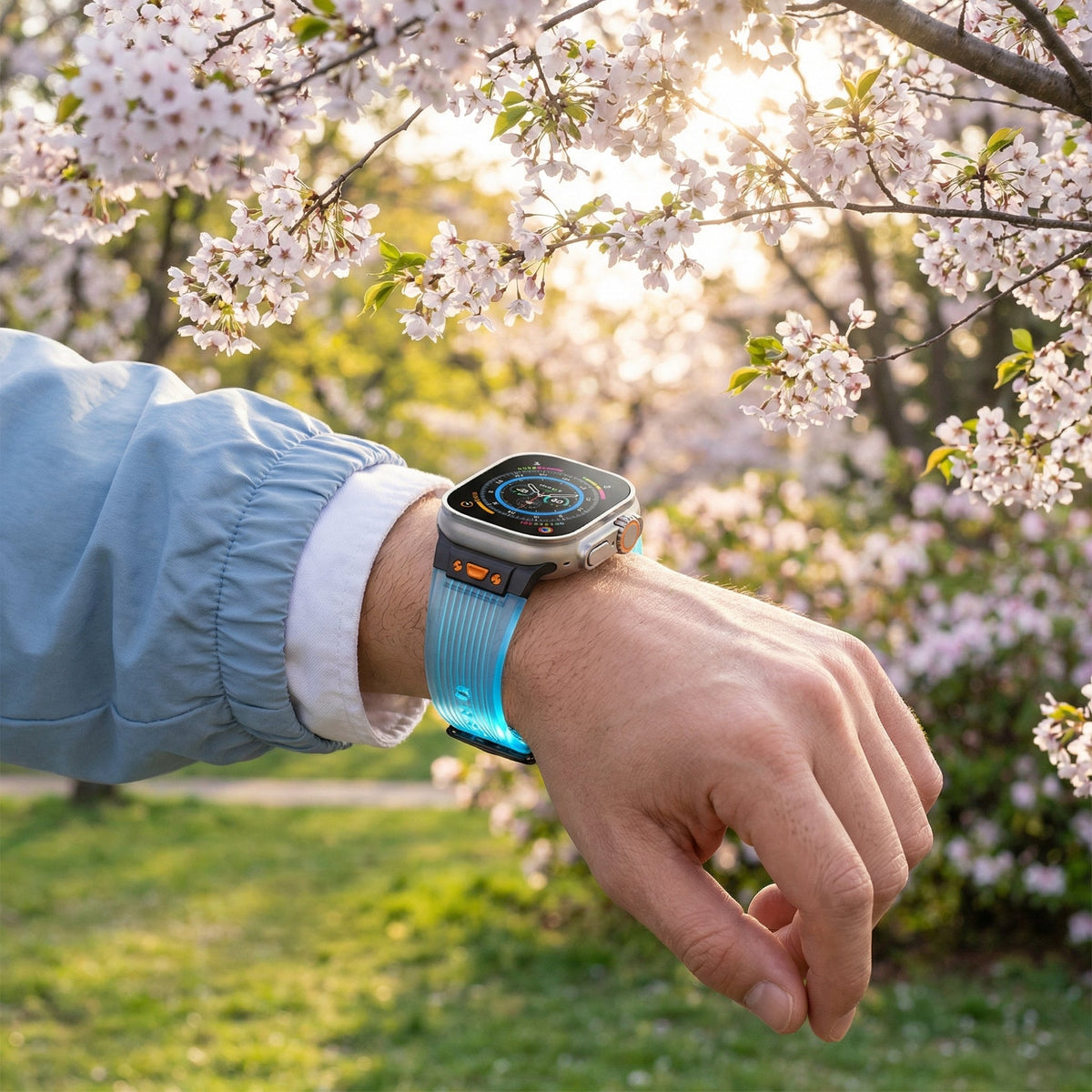 Transparent silicone bracelet for Apple Watch, ultra-durable, adjustable, Cristo model